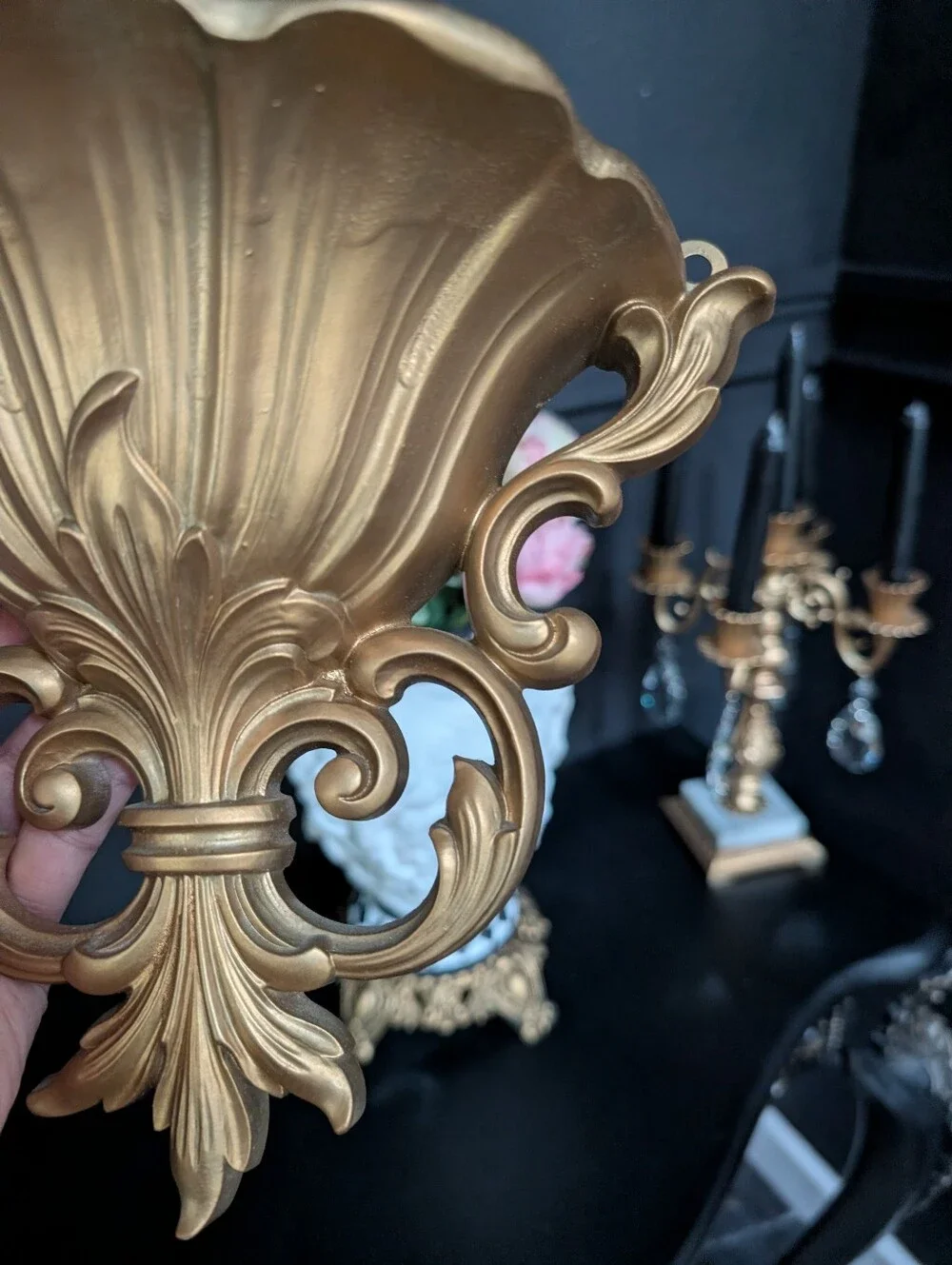 Vintage Gold Syroco Hollywood Regency/MCM Pocket Planter Sconce Wall decor 7.5